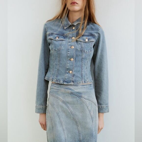 ZARA FITTED Z1975 DENIM JACKET - Picture 1 of 7